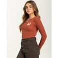 thumbnail image 2 of Billabong Women's Magic Swell Waffle Knit Crop Long Sleeve Thermal Top Shirt (Medium, Burnt Red), 2 of 6