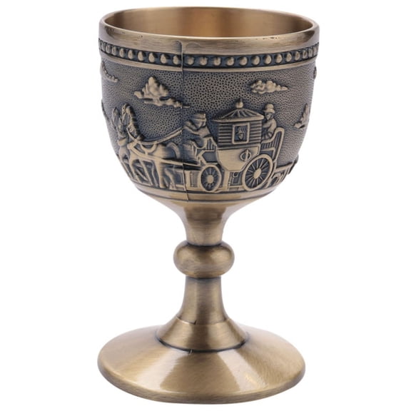 Classical Metal Wine Cup Handmade Small Goblet Household Copper Wine Glass Carving Pat y11885