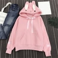 thumbnail image 3 of HAPIMO Sales Sweatshirt for Women Casual Pocket Pullover Tops Solid Color Long Sleeve Relaxed Fit Womens Cap Rabbit Ears Hoodie Sweatshirt Teen Girls Clothes Pink M, 3 of 5