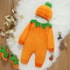 thumbnail image 4 of Conjunto de disfraz de calabaza para bebé, traje de Halloween para bebé con gorro y patuquitos, suave y cómodo, 4 of 9