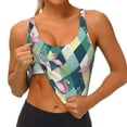 thumbnail image 4 of Haiem Flamingo Pattern Womens Sports Bra - U Neck Padded Low Impact Yoga Bra Workout Crop Top Gym Moisture-Wicking Workout Vest -X-Large, 4 of 9