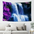 thumbnail image 6 of ZFLMY Waterfall tapestry, purple forest, wildflowers, flowers, mountain jungle plants, natural landscape, wall hanging, bedroom, living room, tapestry 60x40in, 6 of 7