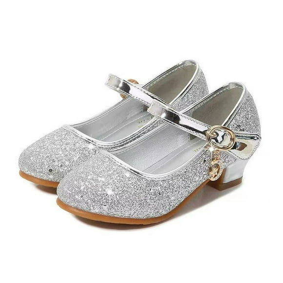 CNKOO Kids Girls Princess Dress Shoes Toddler Low Heels Sparkle Party Wedding Shoes Mary Jane Glitter Shoes