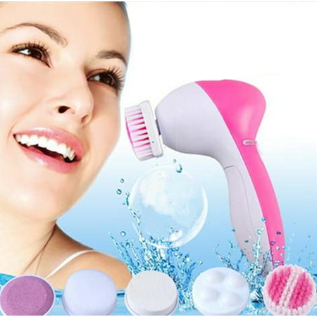 5 in 1 Multifunction Electric Electronic Beauty Face Facial Cleansing Cleanser Spin Brush and Massager Scrubber Exfoliator Machine Cleaning System (Best Electric Face Brush)