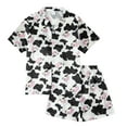 thumbnail image 4 of Gubotare Baby Girl Pajamas Girls Pajama Sets Sleepwear Button Down Short Sleeve with Ruffle Shorts PJS Size 7-8 (Black,7-8 Years), 4 of 4