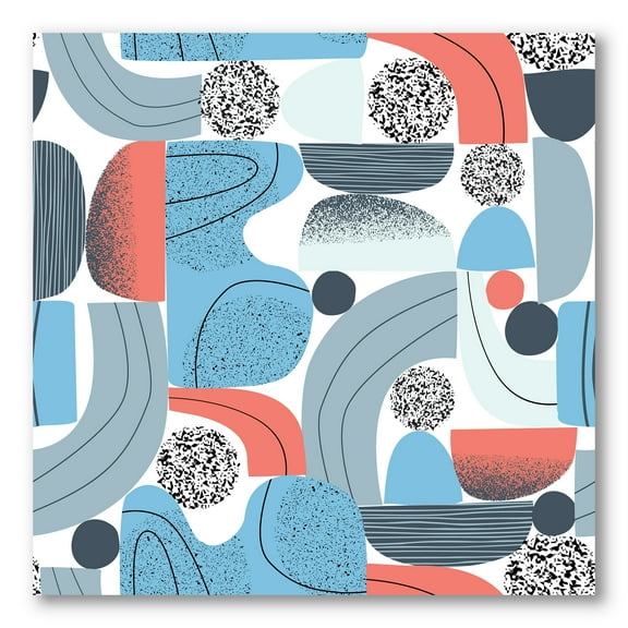 Designart ' Retro Shapes With Abstract Moons and Suns II ' Modern Canvas Wall Art Print