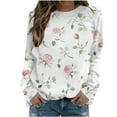 thumbnail image 2 of Royisotas Winter Women Sweatshirts Long Sleeve Floral Graphic Pullover Raglan Pink Round Neck Lounge No Hood Blouse, 2 of 5