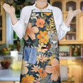 thumbnail image 6 of Pioneer Flower Floral Print Pattern Apron-Garden Aprons for Women with Pockets-Cotton Linen Waterproof Kitchen Cooking Gardening Aprons Adjustable for Kitchen,Cooking,BBQ and Salon 33x27 Inch, 6 of 7