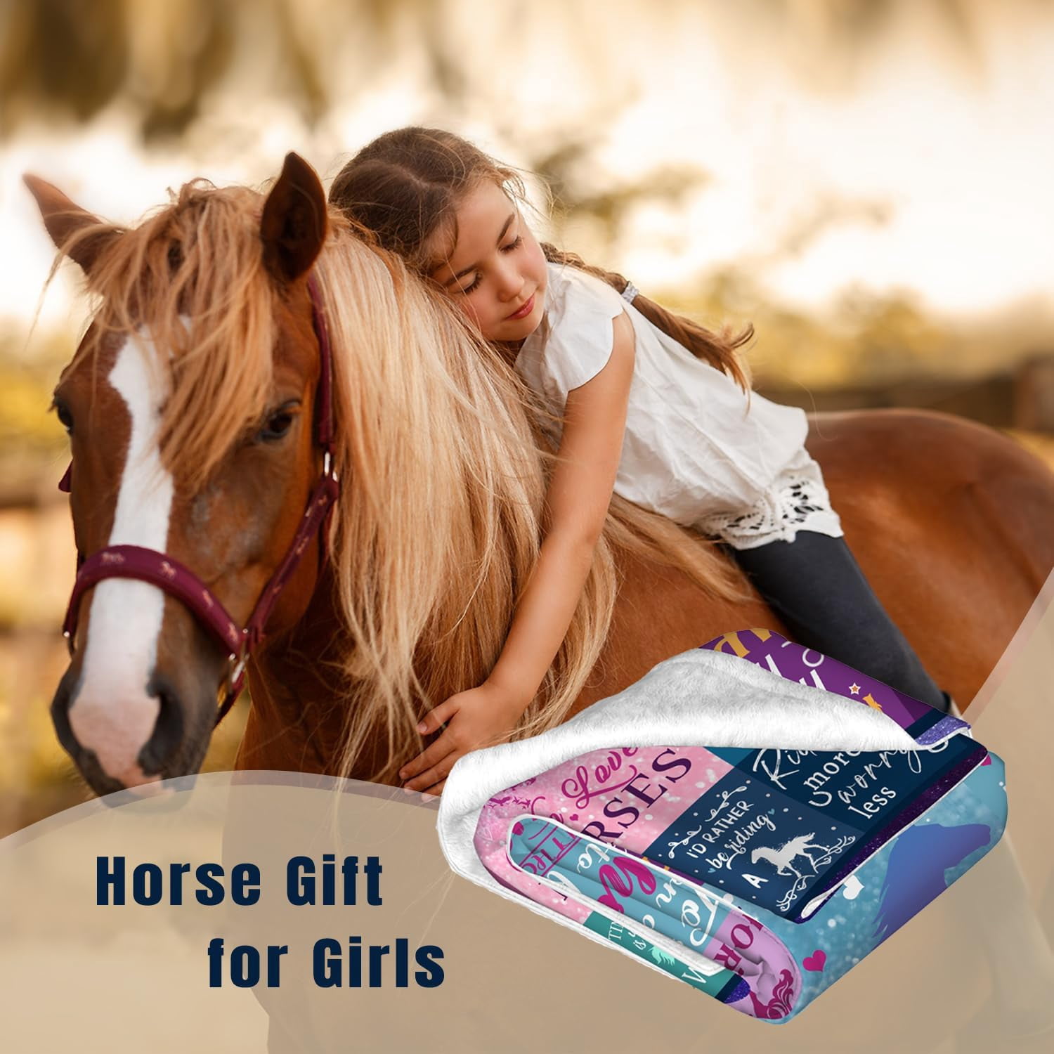 Horse Gifts for Girls Women Horse Blanket for Girls Best Gifts for Horse Lovers Girls - Just A Girl Who Loves Horses Birthday Anime Decor Throw Blanket 40"x50"