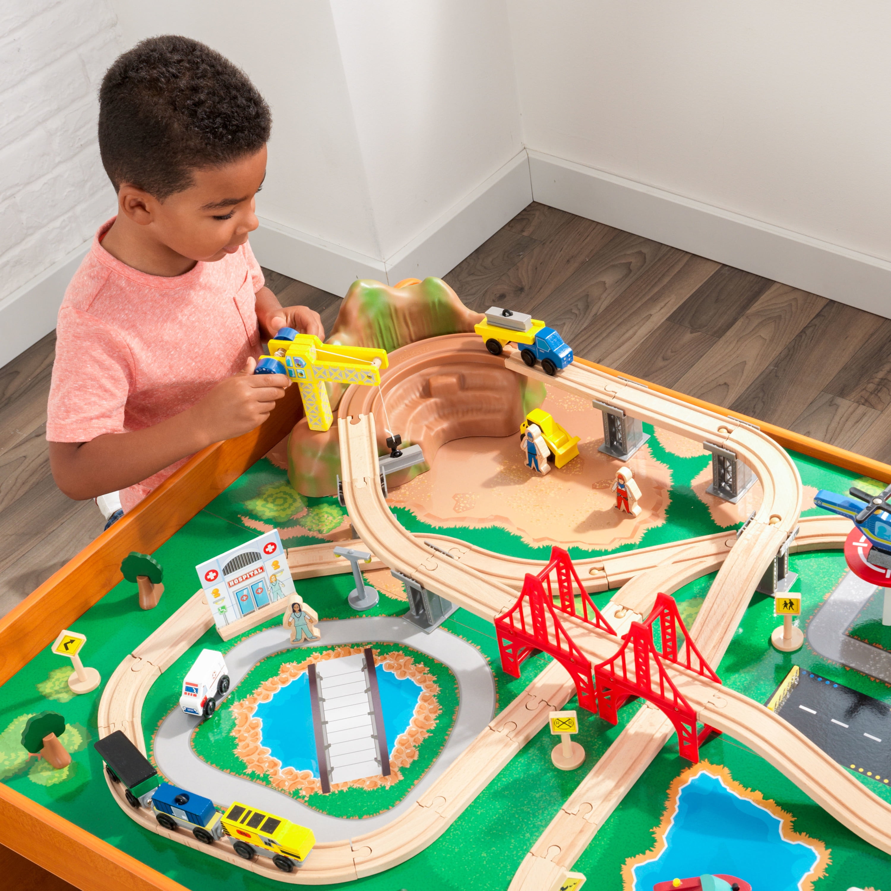 Wooden Train Set Kids Children Toys Play Table Fun Games KidKraft Ride Town Home 