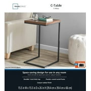 Mainstays C-Shape Metal End Table, Canyon Walnut Finish
