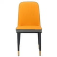 thumbnail image 3 of Dining Chair Set of 6, PU Accent Chair Lounge Kitchen Leisure Chairs with Iron Metal Gold Plated Legs, Upholstered Seat Double Color Armless Side Chair for Dining Room Counter Living Room, Orange, 3 of 7