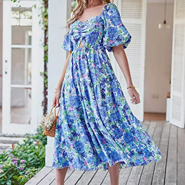 CheChury Robes Casual Femme Robe Floral Mprmé Décontracté Robe D'été