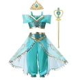 thumbnail image 3 of Disney 2023 vestido de jazmín para niñas, lámpara mágica de princesa Aladino, ropa de carnaval, Vestidos, disfraz de Cosplay para fiesta de Halloween, 3 of 5