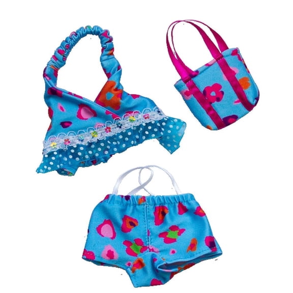 Plush Gear Blue Floral Tankini Plush Toy 8" with Matching Bag – Stuffed Animal for Kids