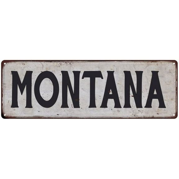 MONTANA Vintage Look Rustic Metal City State Sign 6 x 18 High Gloss Metal 206180041094