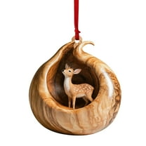 Hometravel Christmas Animal Pendant, Acrylic Forest Creature Tree Ornament, Festive Woodland Theme Decor for Xmas Tree, HOME, Seasonal Celebration