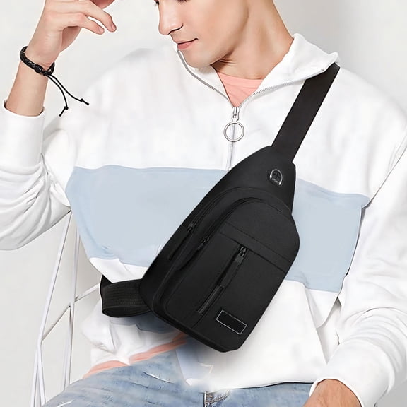 HOARBOEB Shoulder Bag Man Waterproof Crossbody Bag for Hiking Men Small Sling Bag Leisure Messenger Bag Oxford Cloth Backpack for Daily Use Holiday Birthday Gifts Travel Running(Double-layer)