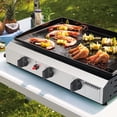 thumbnail image 2 of 25.6 Inch 3 Burner BBQ Gas Grill Griddle, Stainless Steel Portable Detachable 30,000 BTU Table Top Propane Barbecue Grill for Camping or Tailgating (only Griddle), 2 of 13