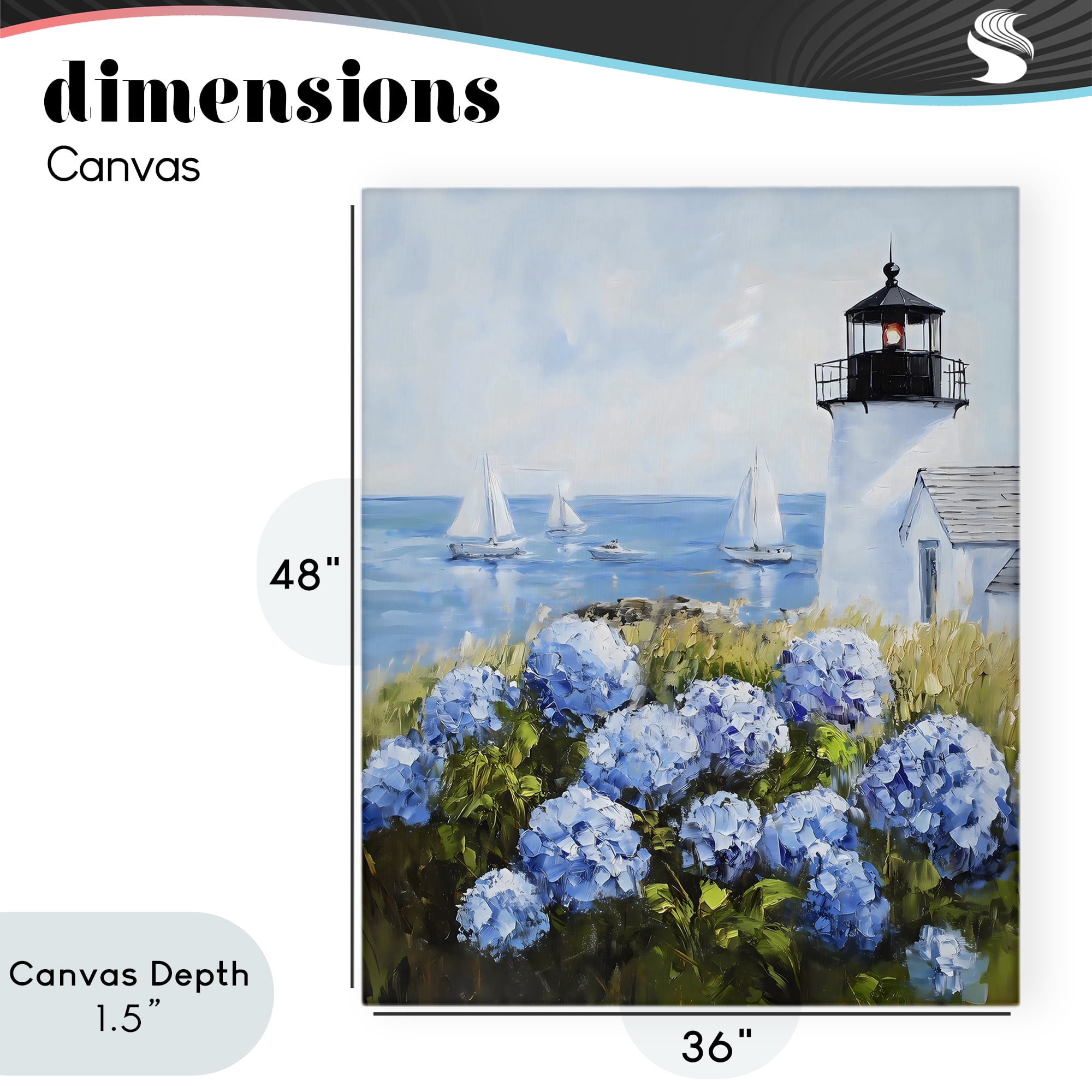 Stupell Industries Lighthouse Surrounded by Hydrangeas Canvas Wall Art, design by Arlington Prints