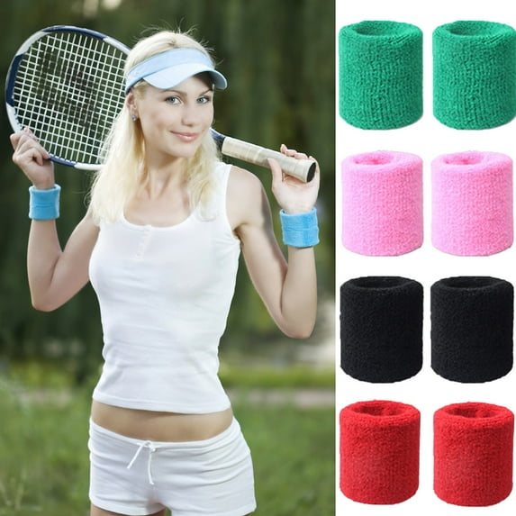 Cdar 2Pcs Cotton Wristbands Wrist Band Bands Sweatbands Sweat Band for Sport Tennis