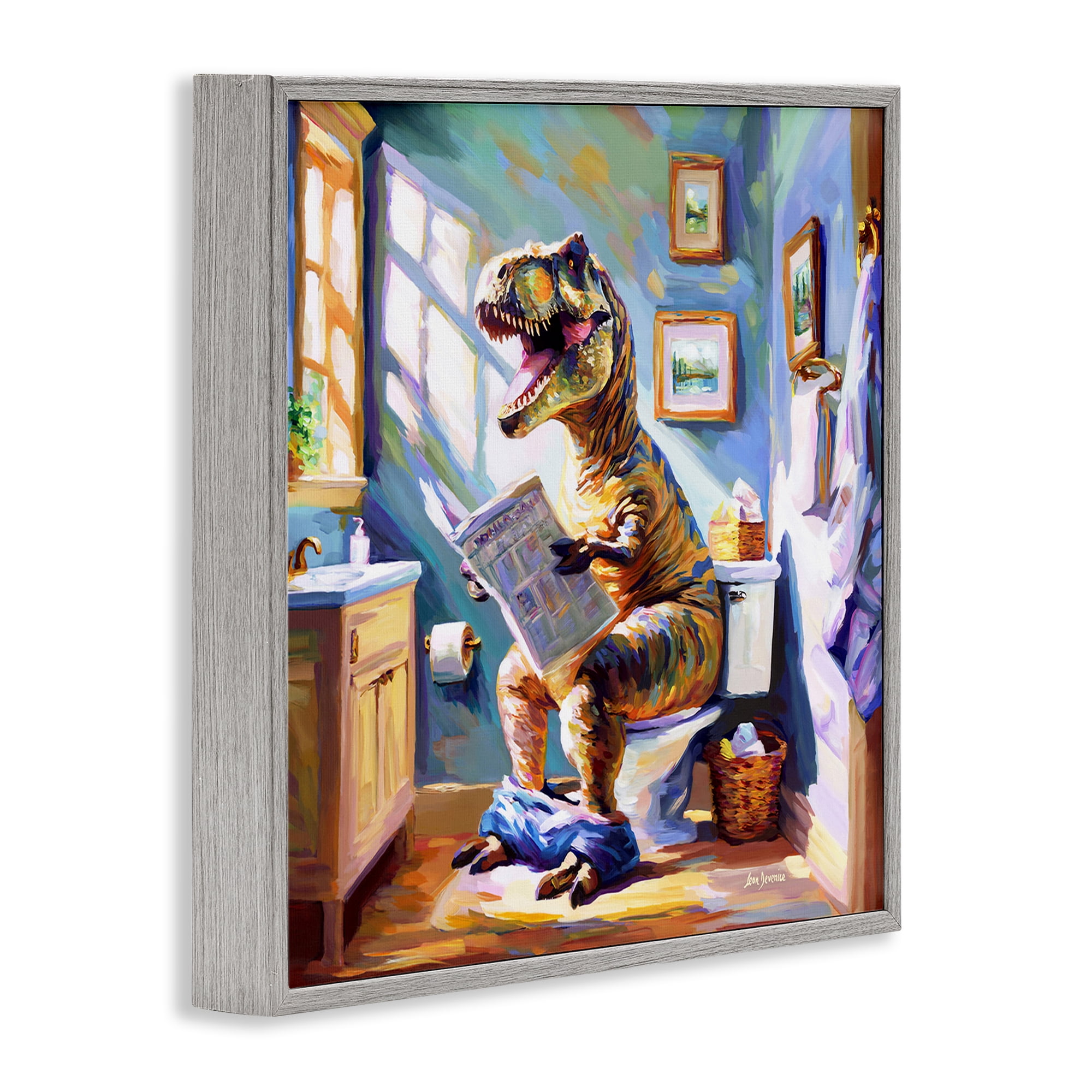 Stupell Industries Urban Bathing Bear Typography Painting Gray Framed Art Print Wall Art, 12 x 12