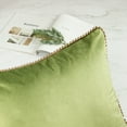 thumbnail image 4 of Phantoscope Christmas holiday Decorative Throw Pillow Set, Particles Trimmed Velvet Series Covers with inserts, 18" x 18", Green and Off White, 2 Pack, 4 of 6