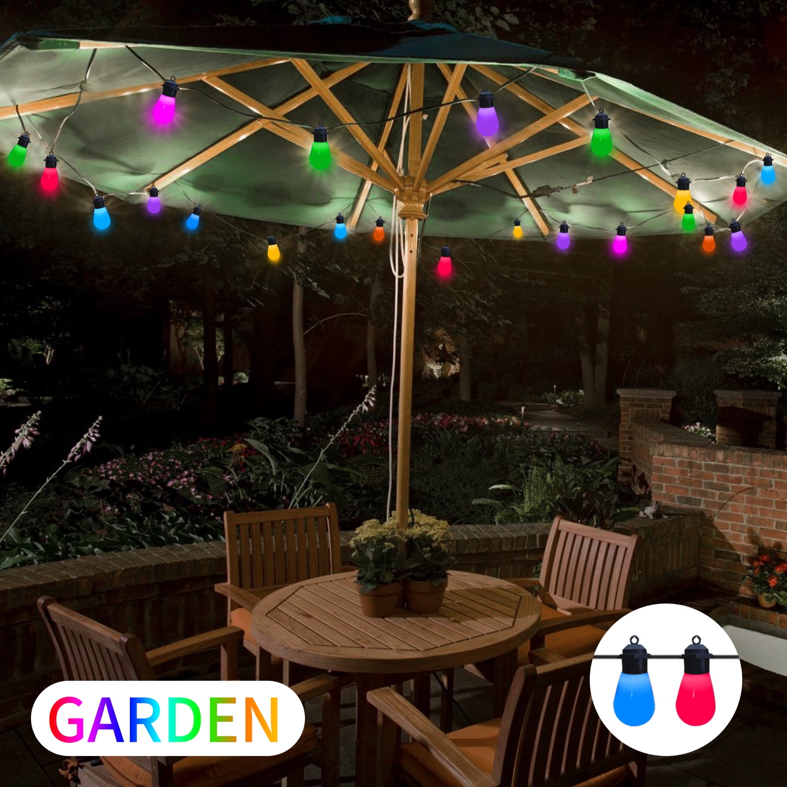 String Lights Outdoor Waterproof 32ft 15 Bulbs Smart S14 USB Operated APP Controlled Patio Lights Color Changing Christmas Decorations Garden Decor Lights