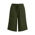 thumbnail image 4 of GUACER Bermuda Shorts for Women Solid Color Fashion Elastic Waisted Drawstring with Pockets Casual Shorts, 4 of 7