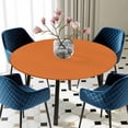 thumbnail image 5 of Elastic Fitted Round Tablecloth, Orange Waterproof Stretch Table Cover for 55"-60" Tables, Pure Orange Washable Outdoor Tablecloths for Patio, Picnic, Camping, 5 of 9