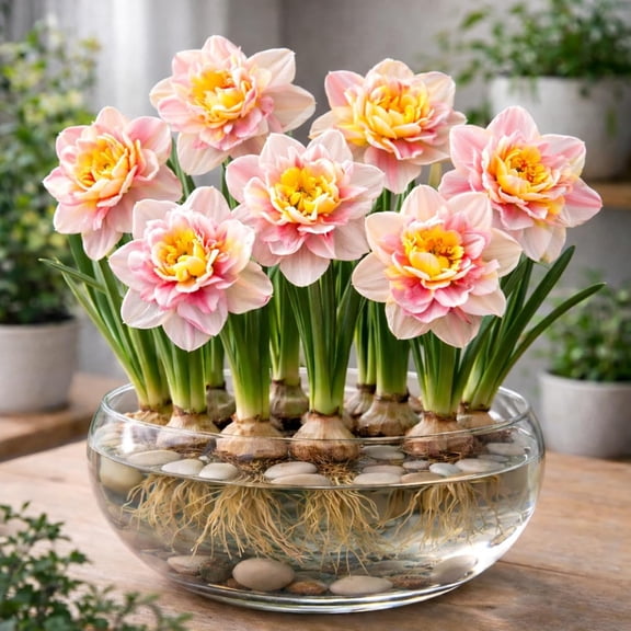 Indoor Pre-Chilled Spring EmpressDaffodil Bulbs for Forcing Indoors - Grow in Water or Dirt Indoors - Prechilled Indoor Bulbs - Bright Blooms During Cold Winter (5 Bulbs)