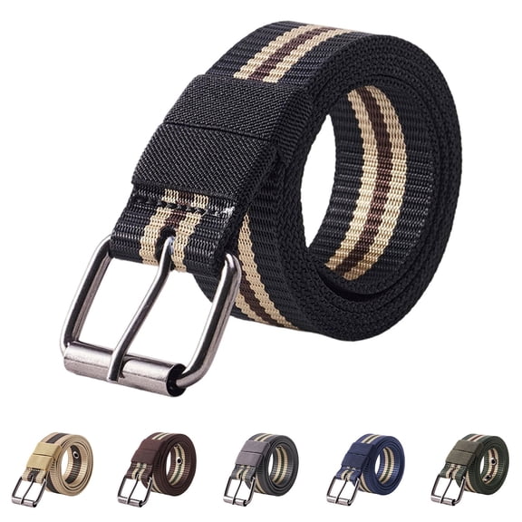DayScoop Mens Belt Versatile Waistband Canvas Woven Porous No Need Punching Nylon Belt
