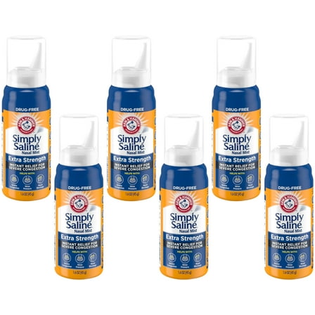 6 Pk Simply Saline Nasal Mist Extra Strength for Severe Congestion 1.5oz Each
