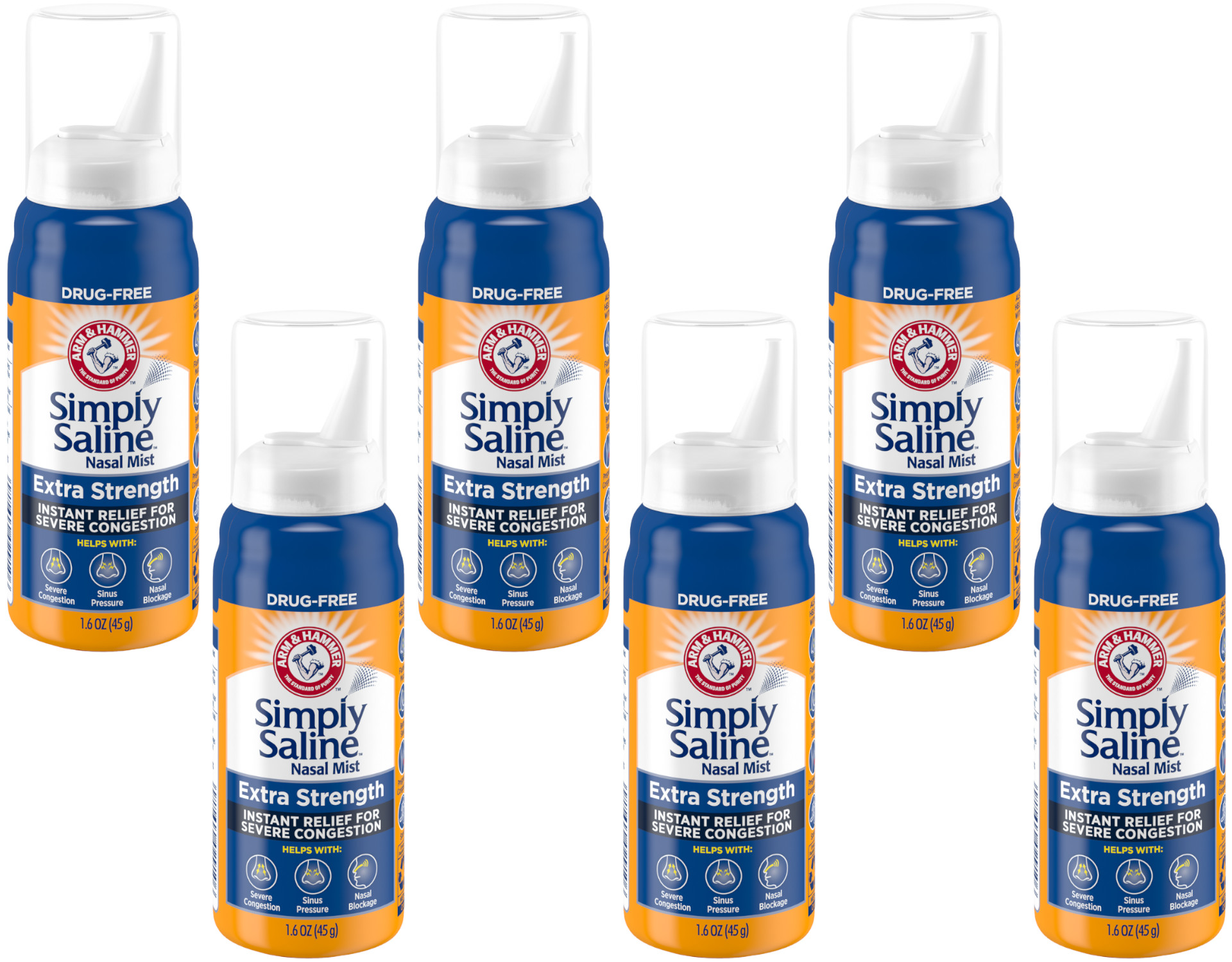 6 Pk Simply Saline Nasal Mist Extra Strength for Severe Congestion 1.5oz Each