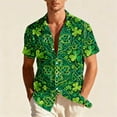 thumbnail image 2 of St. Patricks Day Shirts for Men Short Sleeve Summer Tops Shamrock Graphic T-Shirt Button Down Collared Blouse Casual Hawaiian Shirts, 2 of 8