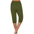 thumbnail image 4 of Quinlirra Womens Capri Pants Petite 2PC Women's Summer High Waisted Solid Color Matching Slim Fitting Yoga Gym Pants, 4 of 5