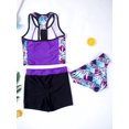 thumbnail image 3 of DPOIS Kids Girls 3Pcs Dance Yoga Tankini Swimsuit Y-back Crop Top Briefs Boyshorts Rash Guard Swimwear Purple 12, 3 of 6