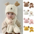thumbnail image 5 of vnanda Autumn Winter Hat Scarf Set Baby Winter Hat Scarf Set with Cartoon Bear Decor Soft Plush Knitted Unisex Neck Wrap for Resistance Kids Autumn/winter, 5 of 8