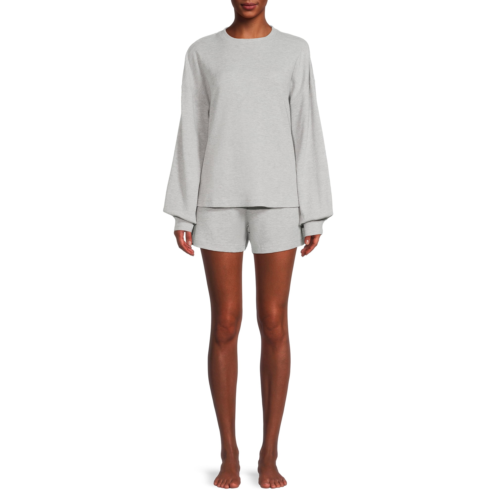 Lissome Women’s Balloon Sleeve Waffle Knit Lounge Set, 2Piece eXtremes