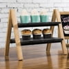 MyGift Dessert Display Rack Stand with Wood Trays, 2 Tier, Dark Torched Brown Finish