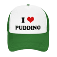 thumbnail image 2 of I Heart Pudding Love Food Funny Trucker Hat Mesh Cap Unisex Green, 2 of 5