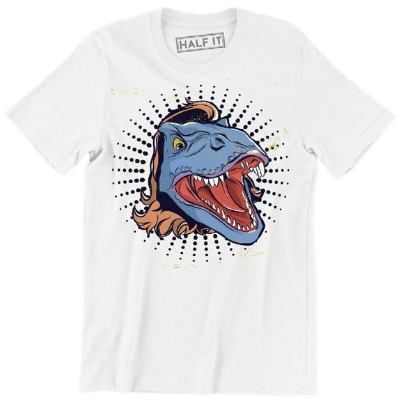 T-rex Dinosaur With Mulleted Hairstyle Funny Animal Men's T-Shirt