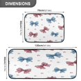 thumbnail image 3 of 2-Piece Kitchen Rugs Set Non-Slip Mats Carpet Floor for Kitchen, Bathroom (19.7"x27.6" & 19.7"x47.2") Red and Blue Stripes Bows, 3 of 7