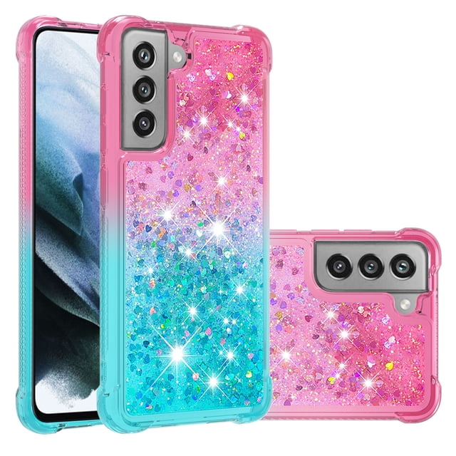 Funda para Samsung Galaxy S21 FE 5G Transparente con Brillos Carcasa Protectora Antigolpes con Glitter Brillante