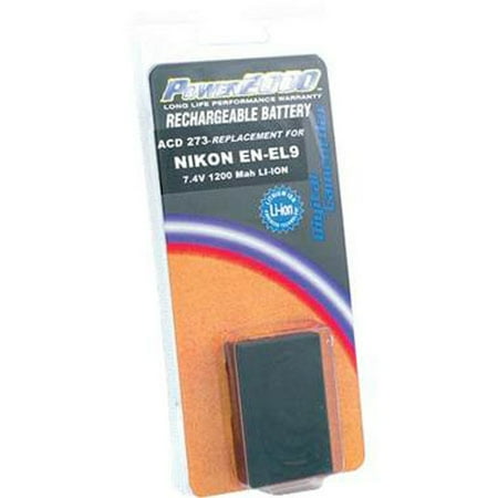 Power2000 EN-EL9 7.4V 1200mAh Rechargeable Lithium-Ion Battery for Nikon Digital Cameras