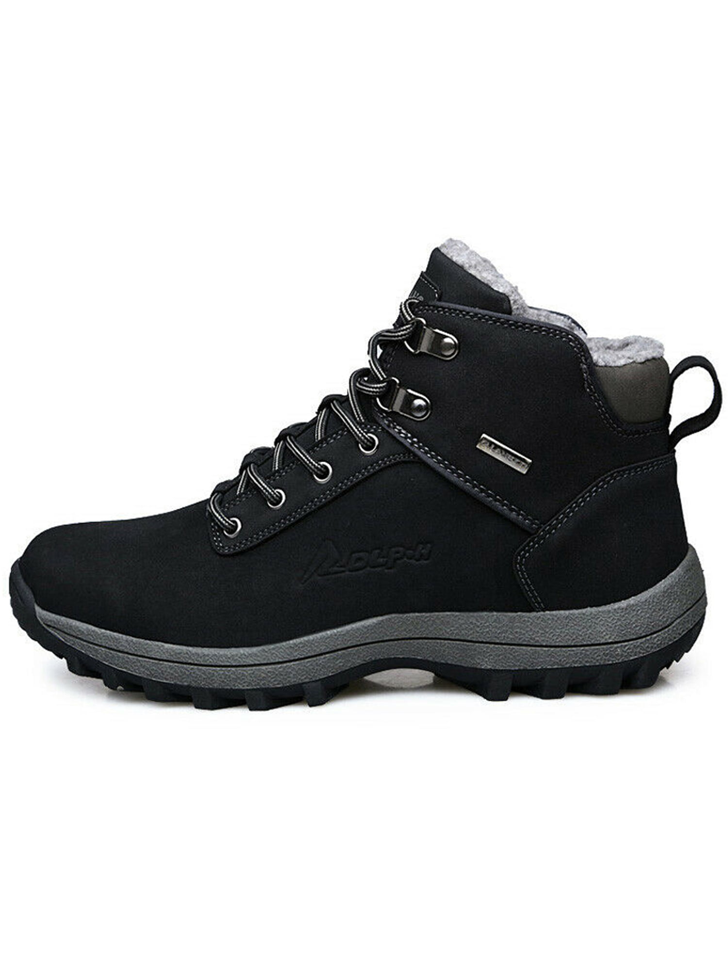 Men's Faux Fur Lined Ankle Boots Winter Warm Hiking Sneakers Thicken Snow Shoes