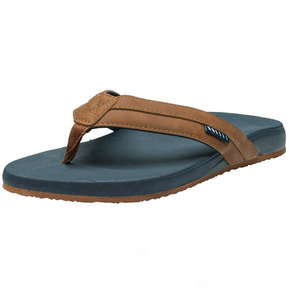 Alpine Swiss Trey Mens Flip Flops Cushion Thong Beach Sandals for Men Non-Slip Sole Men Shoes Arch Support Durable Treaded Sole Rugged Faux Leather Sandals