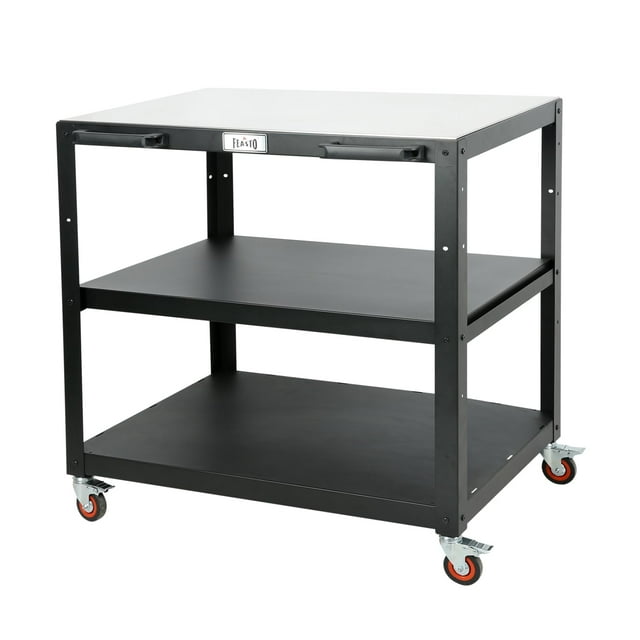 Feasto Table de Grillade à 3 Étagères, Four à Pizza Extérieur avec Roues, Grande Table de Préparation en Acier Inoxydable 304 Support de Four à Pizza, Chariot en Métal sur Roues pour Ooni, Blackstone
