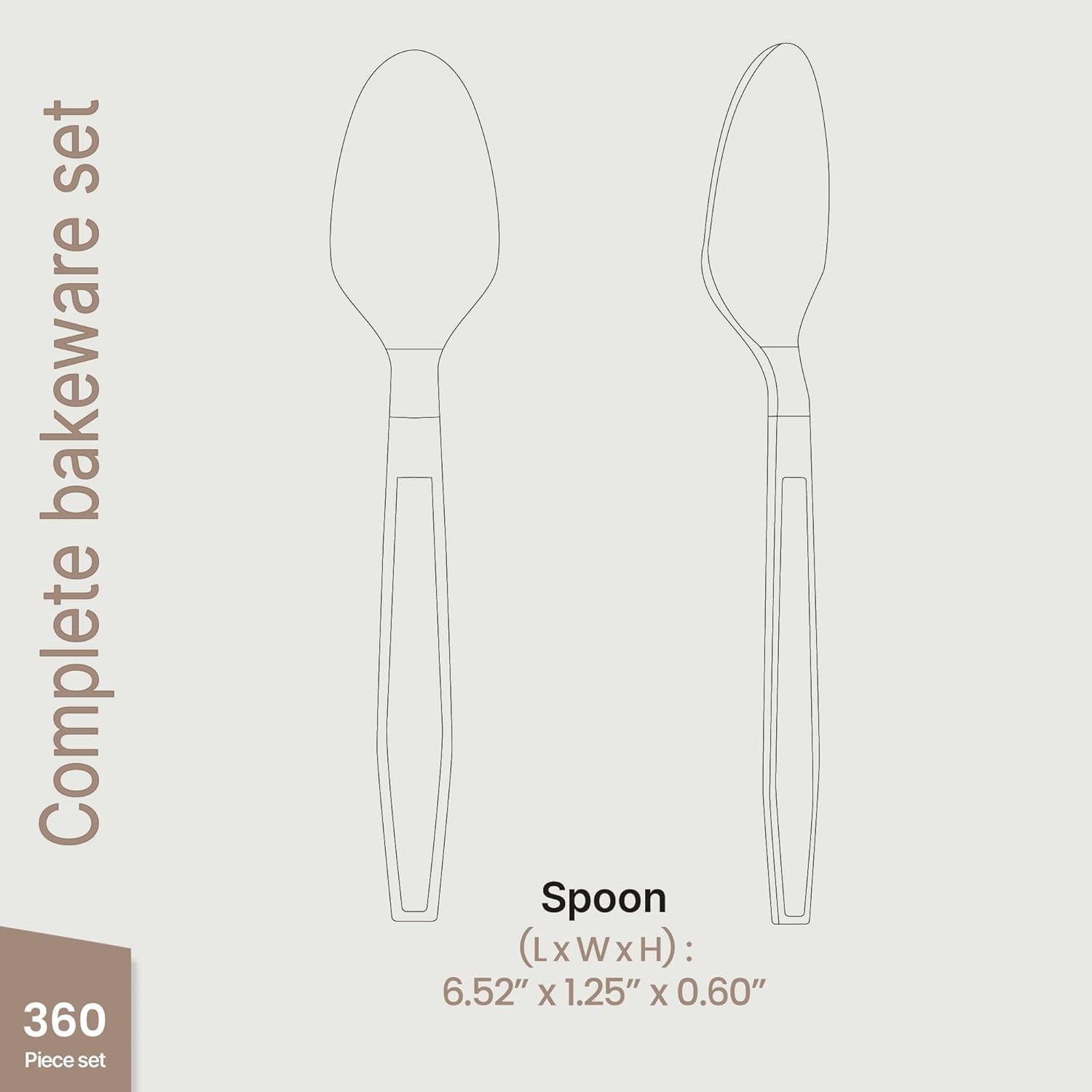 Bakken 360-Piece Spoons Heavy Duty Disposable Cutlery Set, Heat-Resistant, Reusable Clear Plastic Utensils