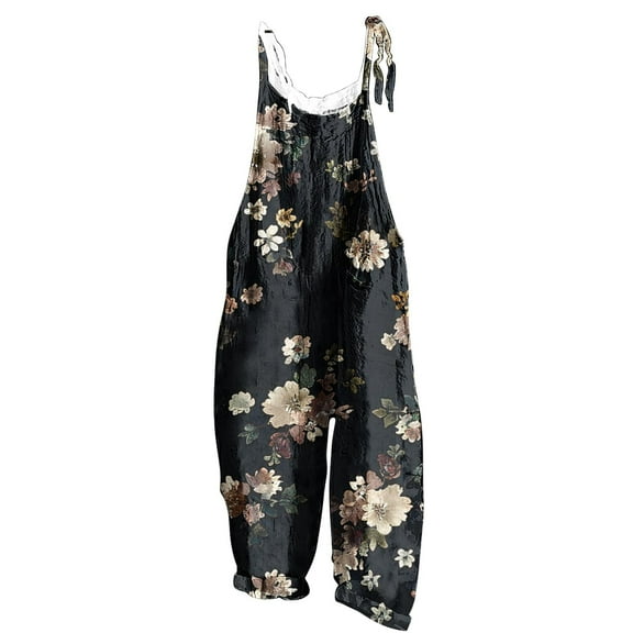 ZZwxWA Womens Rompers for Summer Women Ladies Printed Summer Sleeveless Backless Loose Long Playsuits Rompers Jumpsuit Rompers for Women 2025 Reduced Price